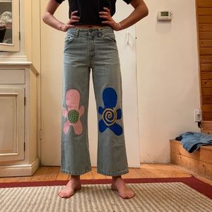 Vintage 90s old navy wide leg hand painted jeans